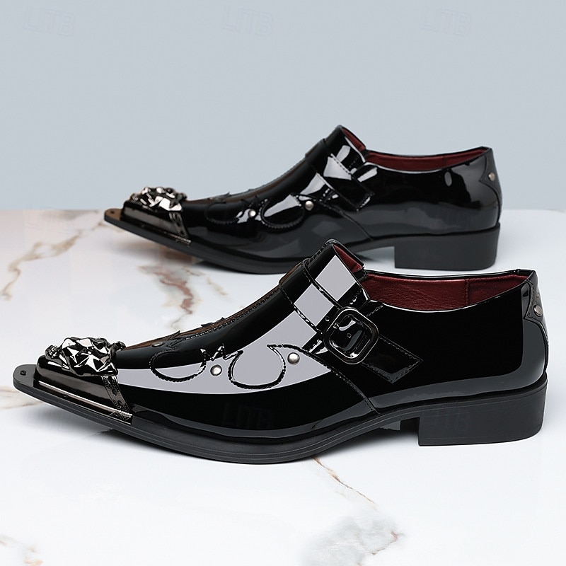 Rode herenschoenen van imitatieleer met monniksband en krokodillenprint – elegant schoeisel voor kerst en feestdagen 2026 - $94.99 –P4