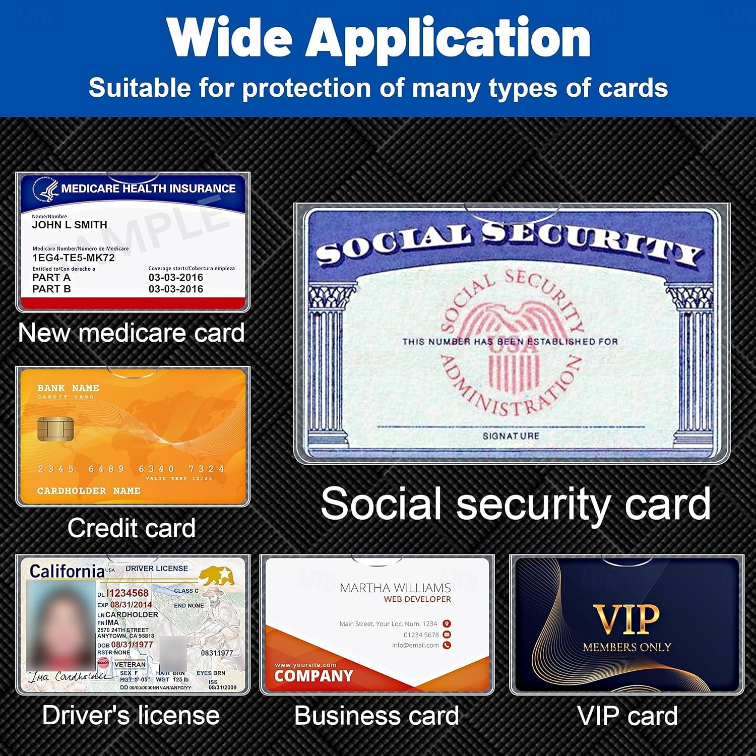 50 Pack Social Security Card Protector Sleeves, Ultra Clear & Durable 31Mil Waterproof SSN/New Medicare/Credit Card Holder, Soft ID/Debit/Credit/Index Card Storage Sleeves 2026 - $17.99 –P6