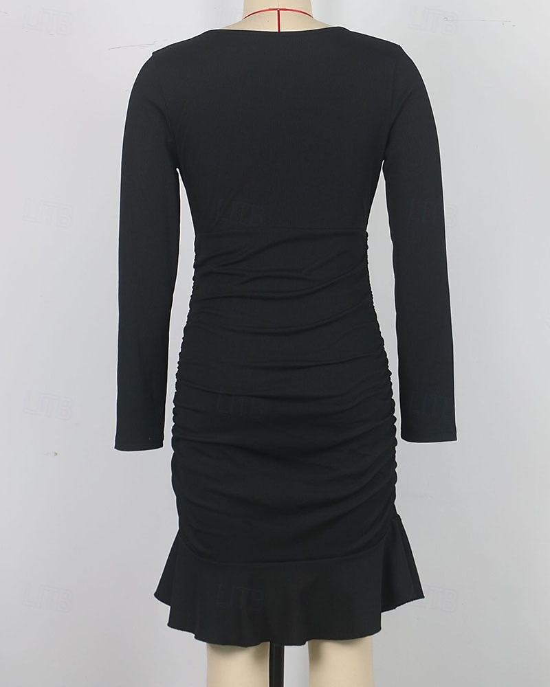 Női Mini ruha Koktélruha Hüvelyruha Bodycon ruha Elegáns Divat Modern Estély Parti Különleges alkalom Normál Sima Hosszú ujj V-alakú Fekete Tavasz Ősz Tél 2026 - $28.99 –P6