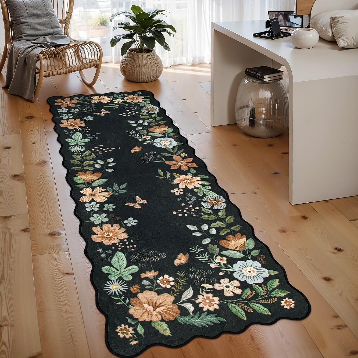 Tappeto runner per soggiorno e corridoio morbido antiscivolo lavabile in lavatrice lungo floreale in velluto cristallo resistente alla polvere durevole facile da pulire tappetino di stile vintage per del 2026 a $5.49 –P2