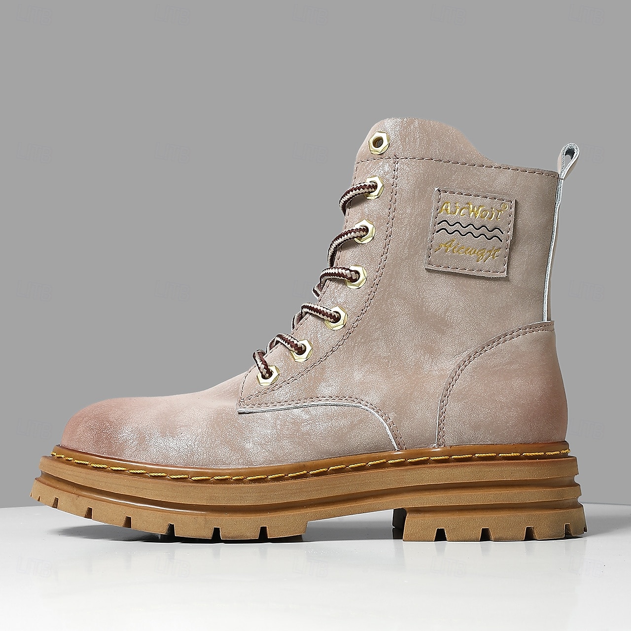 Per uomo Stivali Stivali da Lavoro Camminata Vintage Quotidiano PU Aumento Altezza Confortevole Stivali a Metà Polpaccio Allacciatura Tessuto almond Nero Giallo Autunno Inverno del 2026 a $64.99 –P15