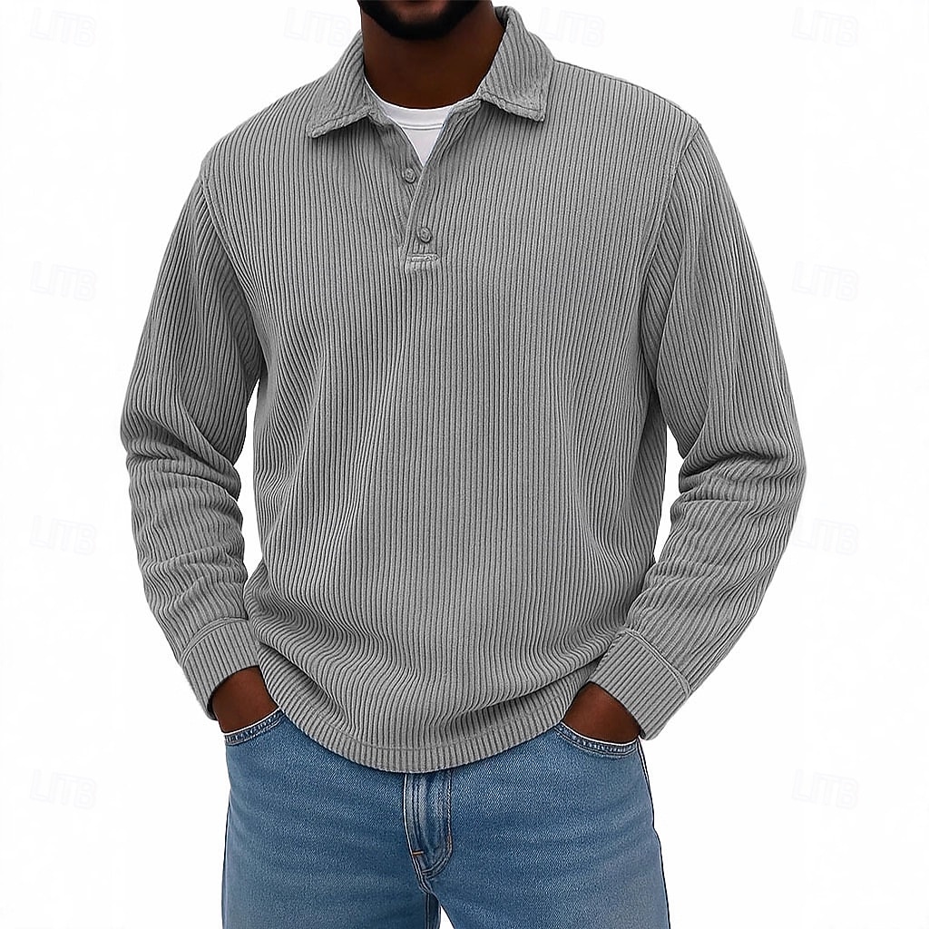 Per uomo Camicia di Velluto a Coste Testurizzato Casuale Sportivo Bavero Manica Lunga Moda Essenziale Tinta unica Bottoni Caldo Autunno & Inverno Vestibilità regolare Nero Blu scuro Blu chiaro Cachi del 2026 a $22.99 –P6