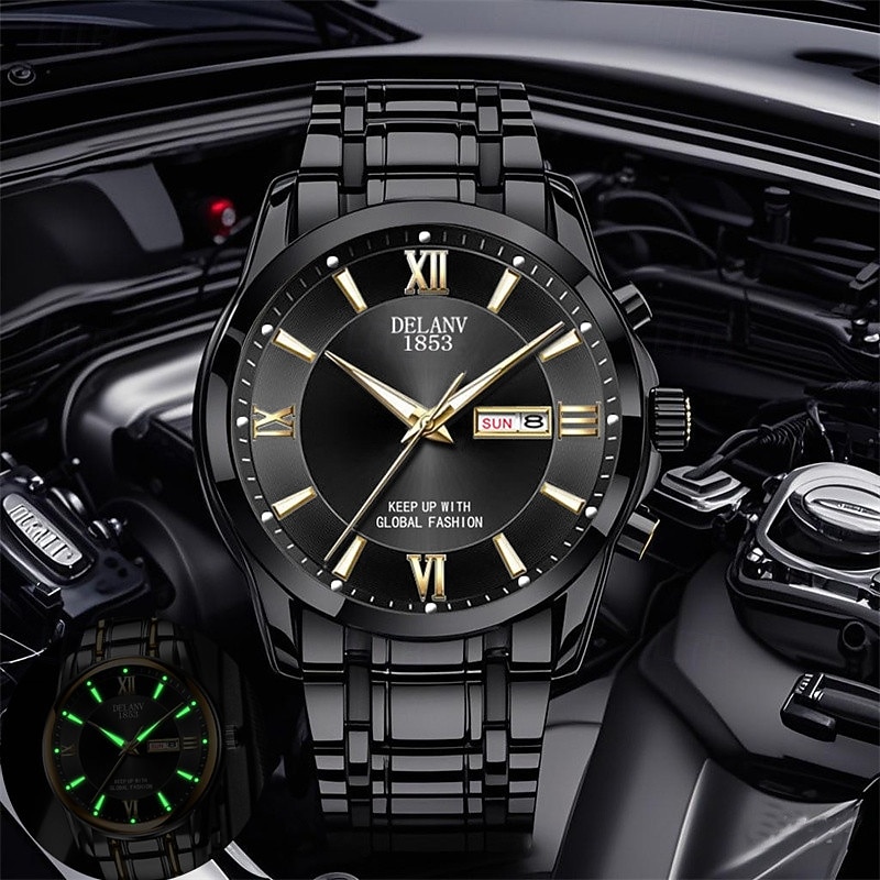 La nouvelle montre pour hommes au cadran romain Deblve à la mode et tendance avec bracelet en alliage calendrier lumineux et affichage du jour. C'est un choix idéal pour une vie simple décontractée de 2026 ? $19.99 –P1