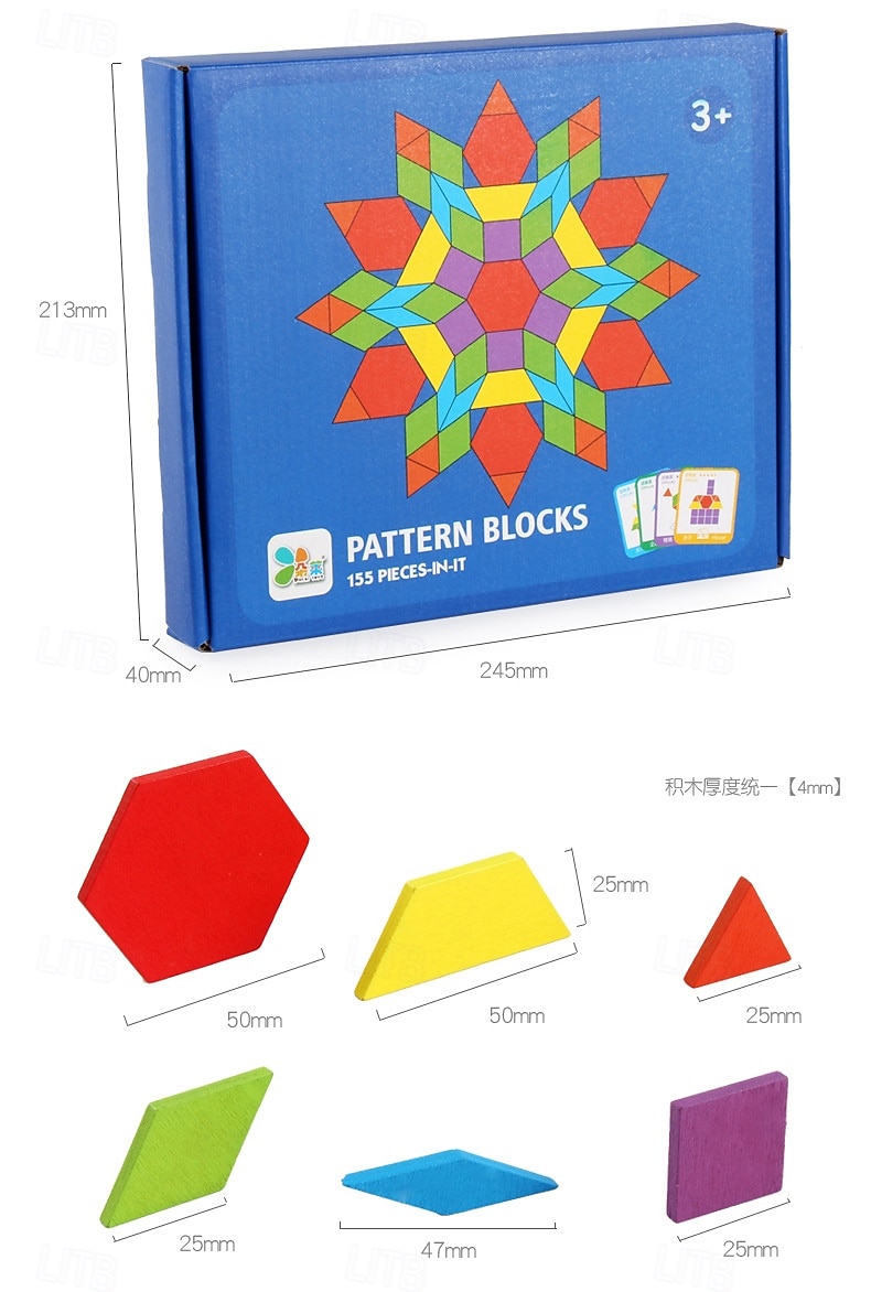 155 τεμάχια ξύλινα μπλοκ με μοτίβα - παζλ με γεωμετρικά σχήματα &Σετ σχεδίασης με κάρτες - εκπαιδευτικό παιχνίδι Montessori για παιδιά 3 2025 - $29.99 –P3
