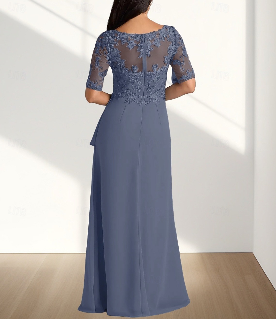 А-силуэт В пол Свадебное платье для гостей Вечернее платье Платье для матери невесты Рукав до локтя V-образный вырез Элегантный стиль Свадебный гость Помолвка Шифон с Плиссировка Аппликации 2026 - $188.99 –P5