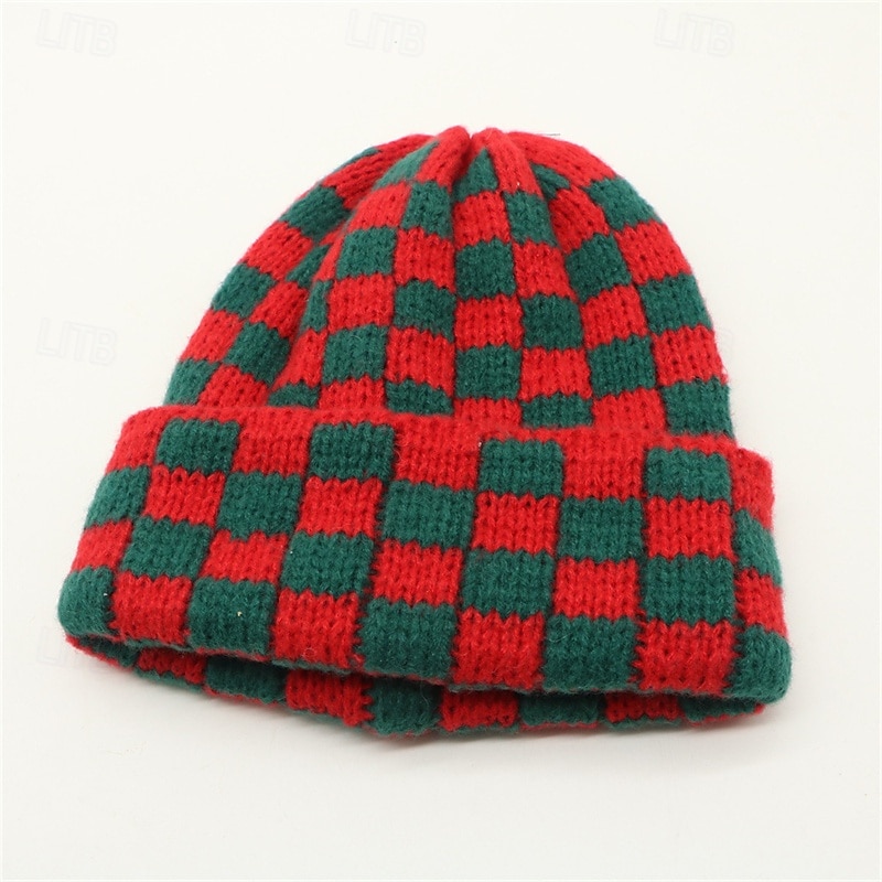 Homens Unisexo Gorro Chapéus de inverno Gorros 骷髅头毛线帽 Chapéu de malha Vermelho Azul Fibras Acrilicas Tricotado Moda Casual Aconchegante Roupa Diária Encontro Xadrez Quente de 2026 por $8.49 –P1