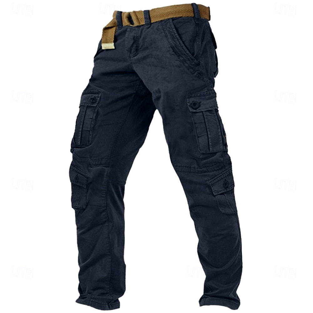 Муж. Брюки карго Брюки-карго Рабочие брюки Штаны для туризма и прогулок Прямая нога 8 карманов Полотняное плетение Влагоотводящие Пригодно для носки Полная длина 2025 - $32.99 –P3