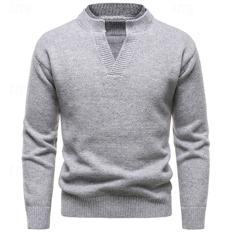 Men's Sweater Pullover Sweater Jumper Ribbed Knit Regular Tops 2 in 1 Knitted Plain High Neck Knitwear Contemporary Casual Daily Wear Clothing Apparel Fall & Winter Black Light Grey M L XL 2026 - $43.99 –P2