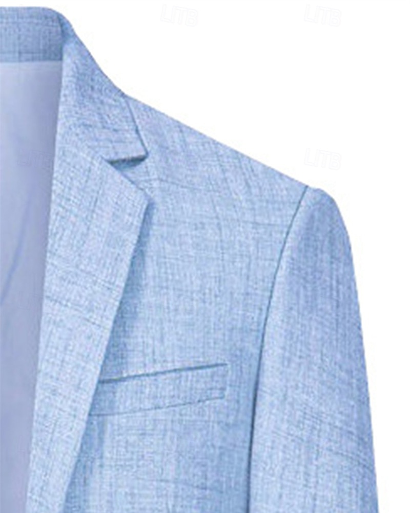 Homme Blazer Affaires Cocktail Fête de mariage Mode Occasionnel Printemps Automne Polyester Uni Avec Poches Boutons Confortable Simple Boutonnage veste Bleu Ciel Kaki Café de 2026 ? $43.99 –P3