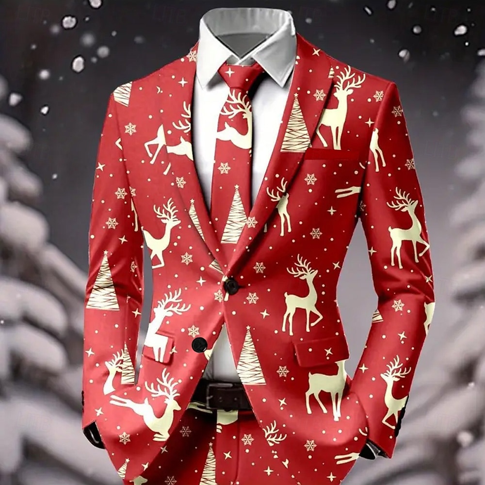 Hombre chaqueta Abrigo Navidad Casual Casual / Diario Casual Otoño invierno 100% Poliéster Copo Impresión 3D Botones Mantiene abrigado Cómodo Botonadura Simple Chaqueta de sport A B C D 2025 - $64.99 –P8