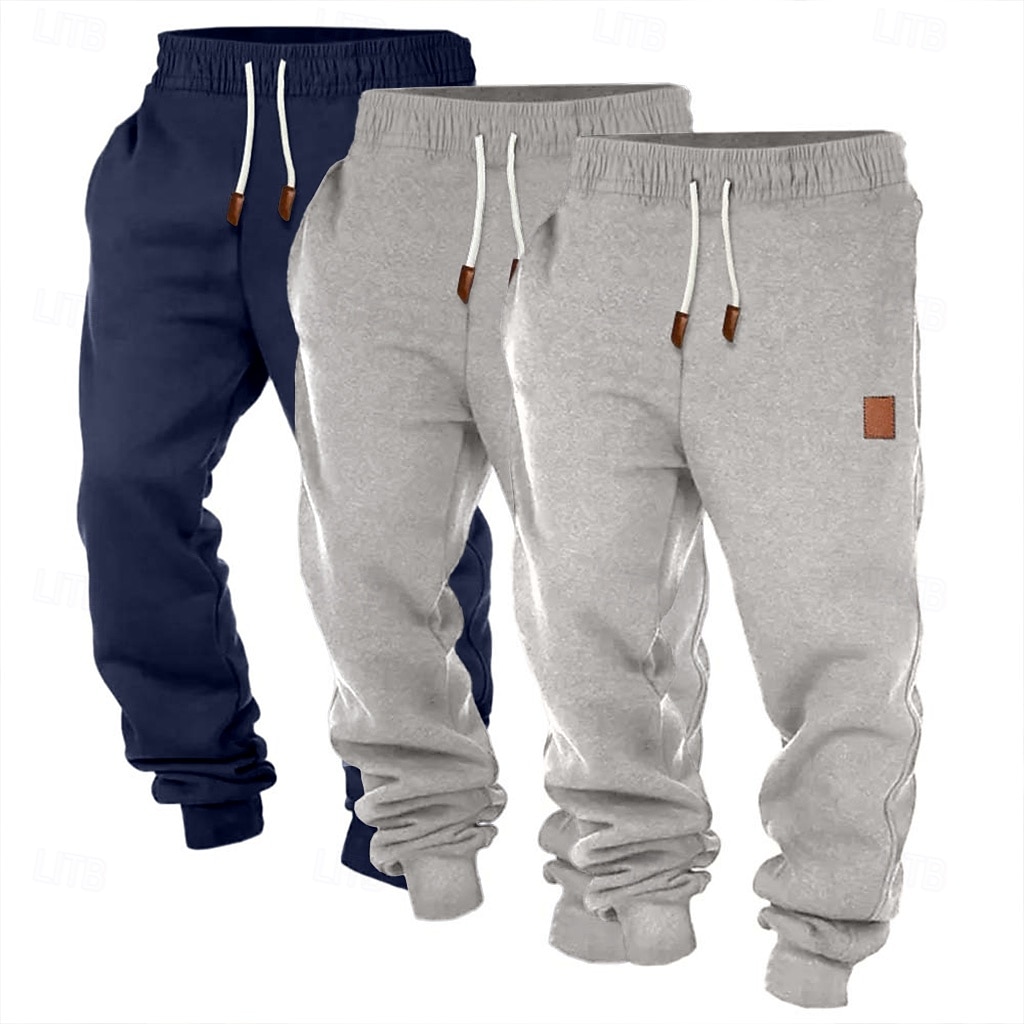 Муж. Штаны Джоггеры Флисовые штаны Кулиска Эластичная талия Мульти-упаковка Полотняное плетение Комфорт Полная длина на открытом воздухе Повседневные На выход Мода Классический 2025 - $29.99 –P15