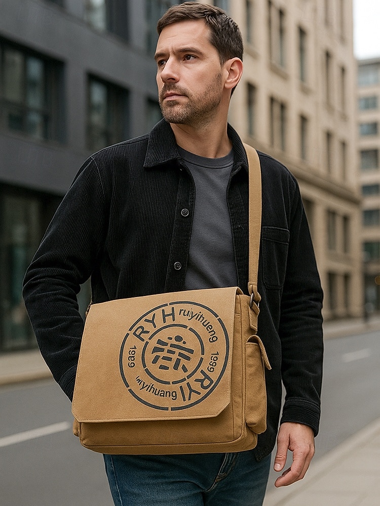 Pánská plátěná taška přes rameno s velkou kapacitou, vintage crossbody brašna na notebook, knihy a cestování 2026 - $42.99 –P2