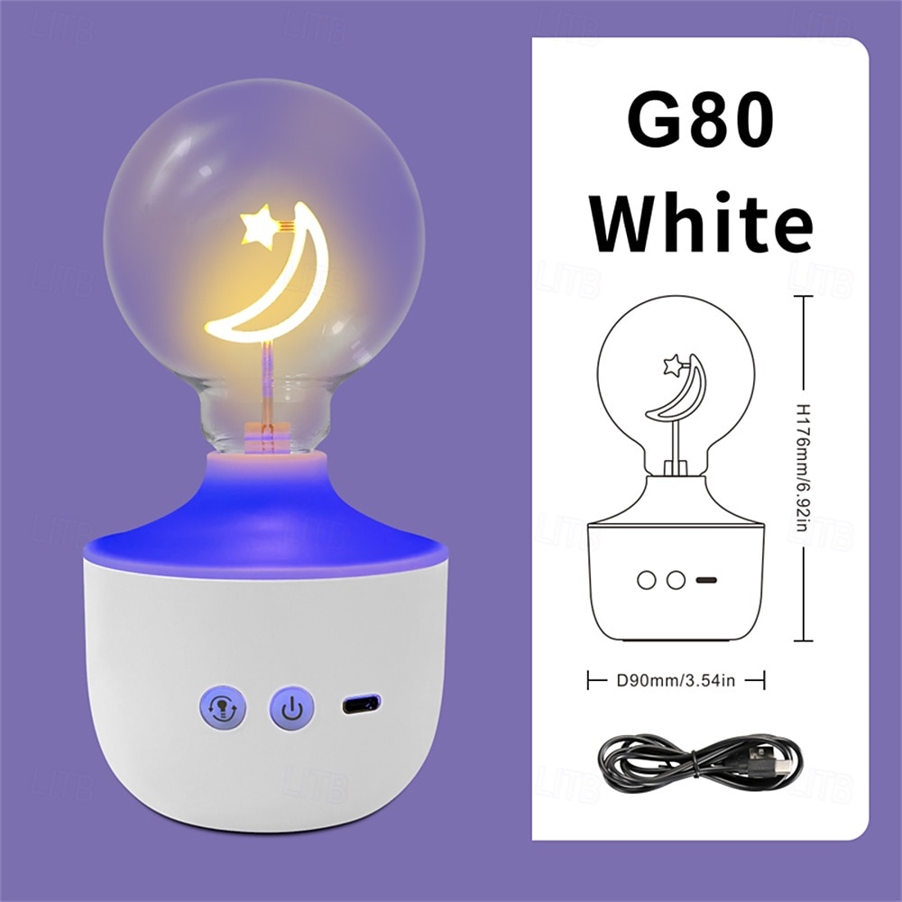 1 шт. светодиодный ночник в форме луны и звезды G80, перезаряжаемая настольная лампа RGB желтого цвета с регулировкой яркости, декор для комнаты, подарочный светильник в форме луны 2025 - $17.99 –P1
