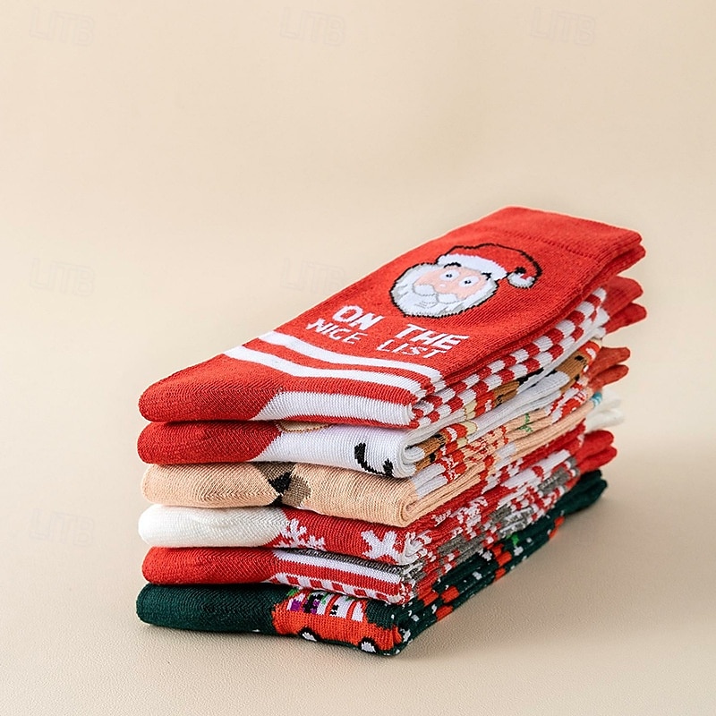Hombre 6 pares Paquetes múltiples Calcetín Calcetines para correr Calcetines informales Calcetines de Navidad Multi Color Color Papá Noel Cada Árbol de Navidad Navidad Vacaciones Deporte Básico Medio 2025 - $9.99 –P12