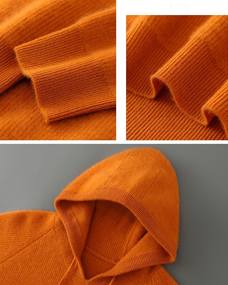 мужской свитер из чистой шерсти премиум-класса, кашемир, классический трикотажный свитер с капюшоном и завязками, мягкий, теплый, дышащий 2026 - $152.99 –P11