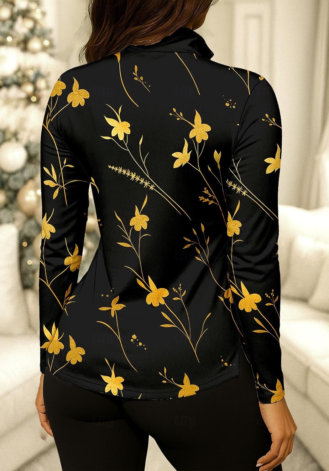 Women's Floral Shirt Sport Shirt Golf Polo Shirt Tennis Shirt Long Sleeve Zipper Floral UPF50+ UV Resistant High Elasticity Moisture Wicking Breathable Tennis Golf Pickleball Stand Collar Zip Collar 2026 - $25.99 –P2