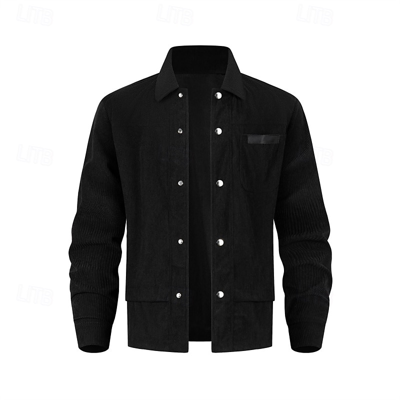 Per uomo Giacca Leggera Giacca in Velluto a Coste Giacca Cargo Giacca Casual Vacanza Quotidiano Traspirante Tasca Primavera Autunno Semplice Moda Classico Bavero Regolare Nero Cachi Grigio Giacca del 2026 a $30.99 –P13