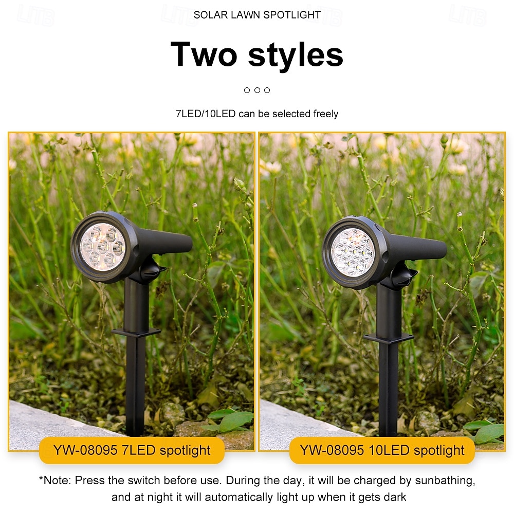 Zonne-energie Tuin Spotlicht Buiten Waterdichte Floodlights 7/10LEDs Tuin Boom en Plant Landschapslichten Park Garage Tuin Padverlichting 2026 - $19.99 –P7