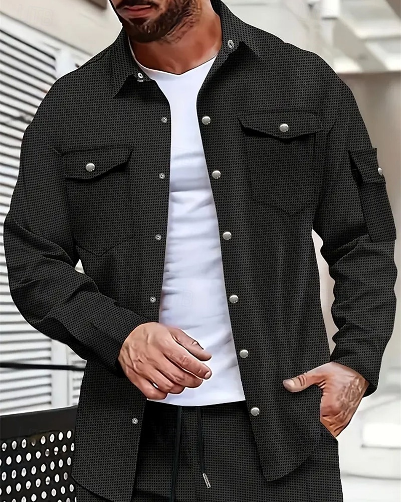 Herren Hemd Sommerhemd Freizeithemd Knopfhemd Schwarz Weiß Gelb Rosa Wein Langarm Einfach Revers Urlaub Hawaiianisch Tasche Bekleidung Polyester Mode Lässig Bequem 2025 - $31.99 –P1