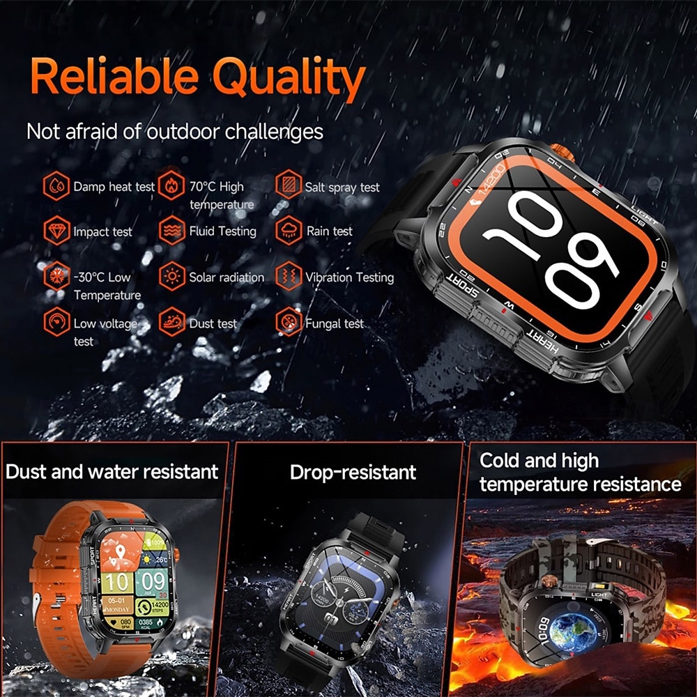 Nowy globalny smartwatch 2,01 cala, 1100 mAh, duża bateria, kompas LED, męski zegarek sportowy do użytku na świeżym powietrzu, asystent głosowy, połączenia bezprzewodowe 2025 - $37.99 –P7