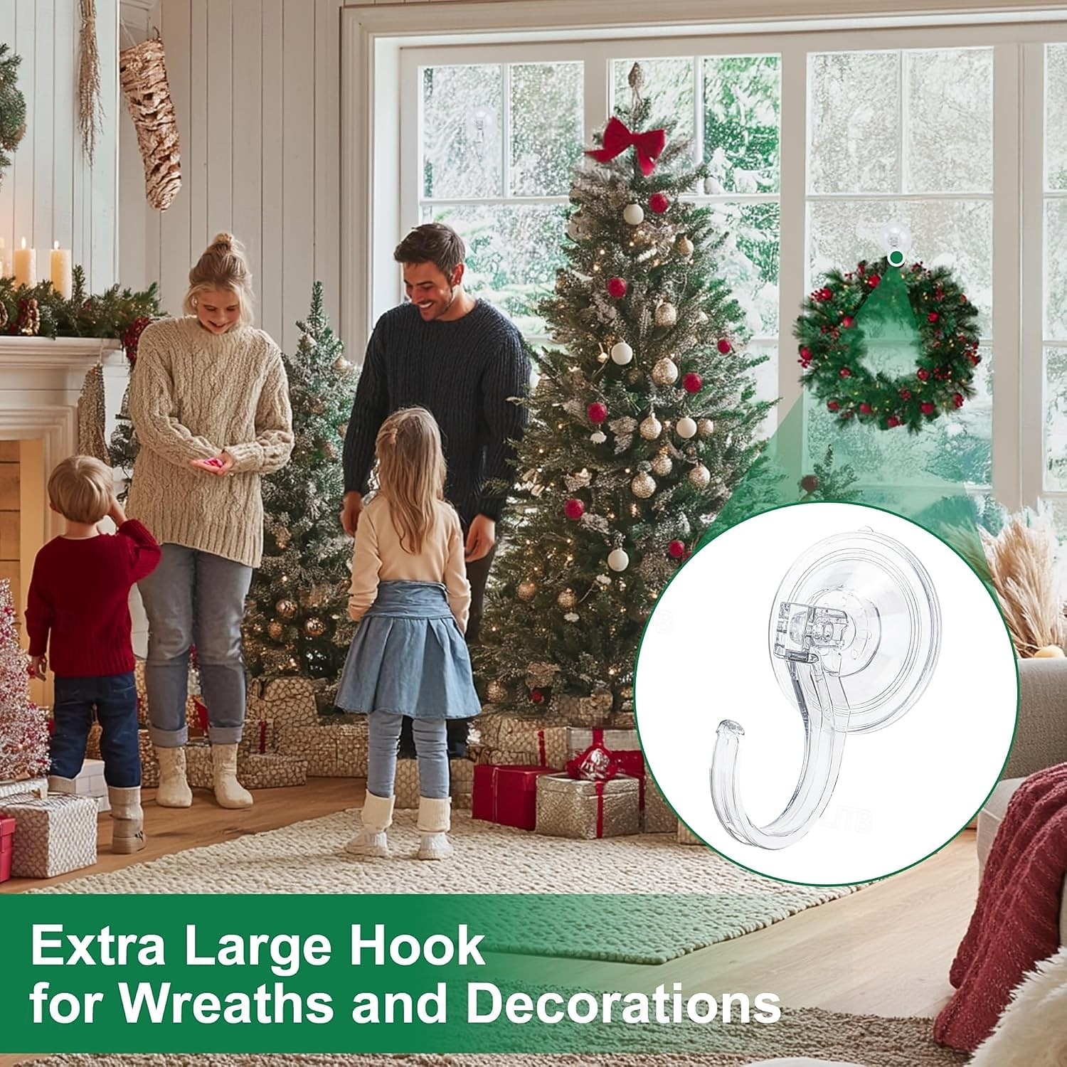 4 ganci a ventosa per ghirlande: resistenti, reggono fino a 8,2 kg (18 libbre), ganci grandi da 1,8 pollici, ideali per ghirlande di Halloween e Natale, non richiedono attrezzi, non danneggiano porte del 2026 a $13.99 –P2