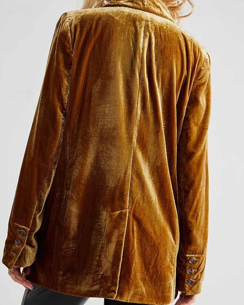 Per donna Blazer Blazer di velluto Confortevole Tasca Bottoni Moda Semplice Feste Festa / Sera Uscire Regolare Collo ripiegato Vestibilità regolare Manica Lunga Capispalla Nero Vino Verde scuro del 2026 a $45.99 –P7