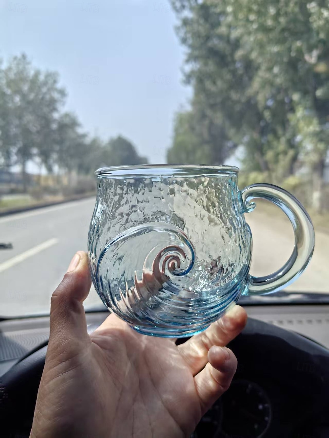 ספל גל זכוכית ים, כוס קפה מזכוכית גלי אוקיינוס בעבודת יד, כוס שתייה ססגונית בעבודת יד, מתנה ייחודית לחג המולד לנשים &גברים, מתנה לאוהבי חוף אוקיינוס 2026 - $21.99 –P3
