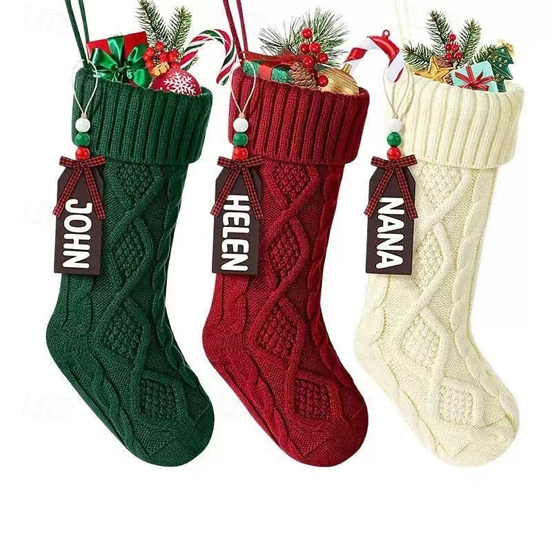 Рождественский чулок 18 дюймов (примерно 45,7 см) вязаный рождественский чулок, украшение для семейного праздника, большой чулок, подходящий для подарков семье, друзьям и детям 2025 - $13.99 –P5