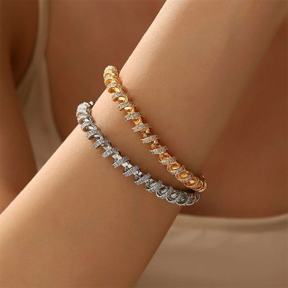 Zircon Classic Mini Elegant Personalized Simple Trendy Chrome Bracelet Jewelry Silver / Golden For Wedding Party Engagement Prom 2026 - $22.99 –P1