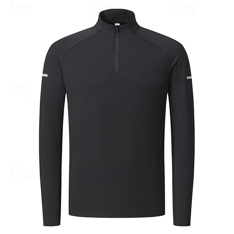 Ανδρικά Μονόχρωμο Tricou de Alergat Πουκάμισο γυμναστικής Αθλητική κορυφή Φθινόπωρο / Χειμώνας Τρίμηνο φερμουάρ Μακρυμάνικο Ένδυση γυμναστικής και άθλησης Moale Αναπνέει 2026 - $27.99 –P6