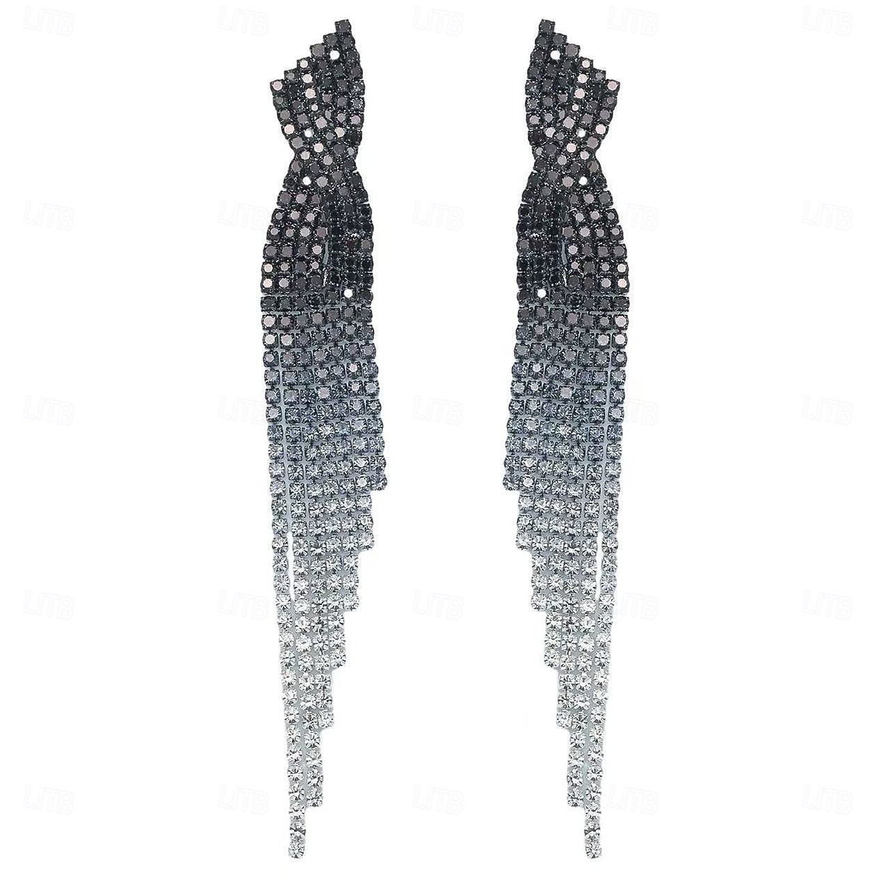 orecchini lunghi con nappe di cristallo scintillanti da donna: eleganti gioielli scintillanti per matrimoni, feste ed eventi formali del 2026 a $14.99 –P1