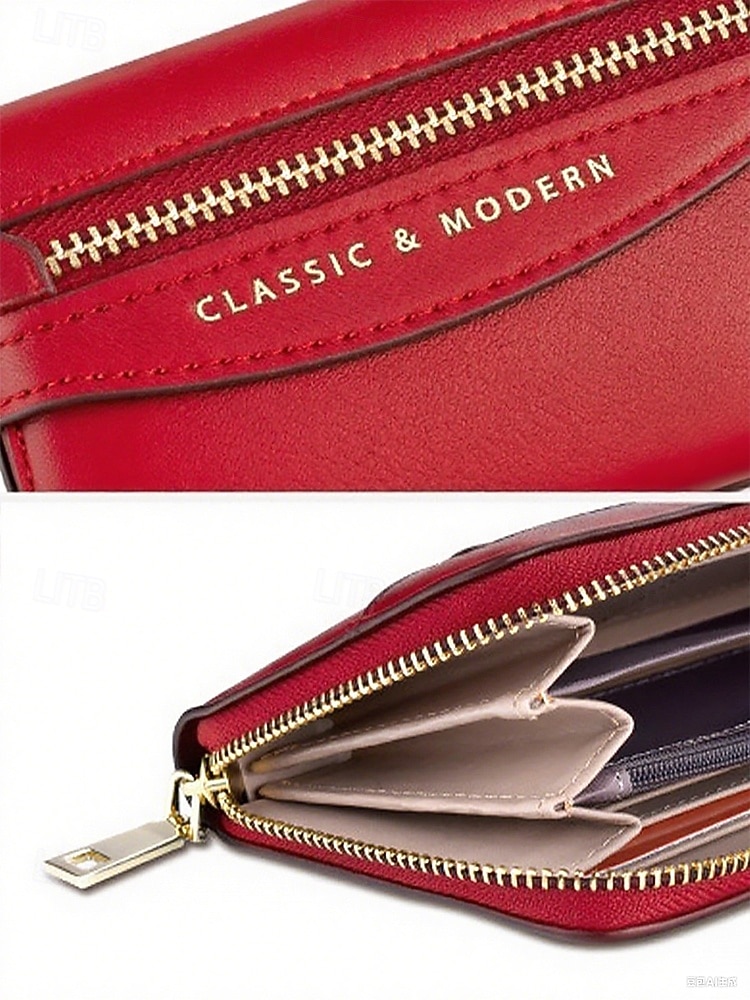 Γυναικείο χριστουγεννιάτικο πορτοφόλι μεγάλης χωρητικότητας, πολλαπλών χρωμάτων, από συνθετικό δέρμα με λεπτομέρεια φερμουάρ, κομψό και πρακτικό, ιδανικό για δώρο διακοπών και καθημερινή χρήση 2026 - $14.99 –P6