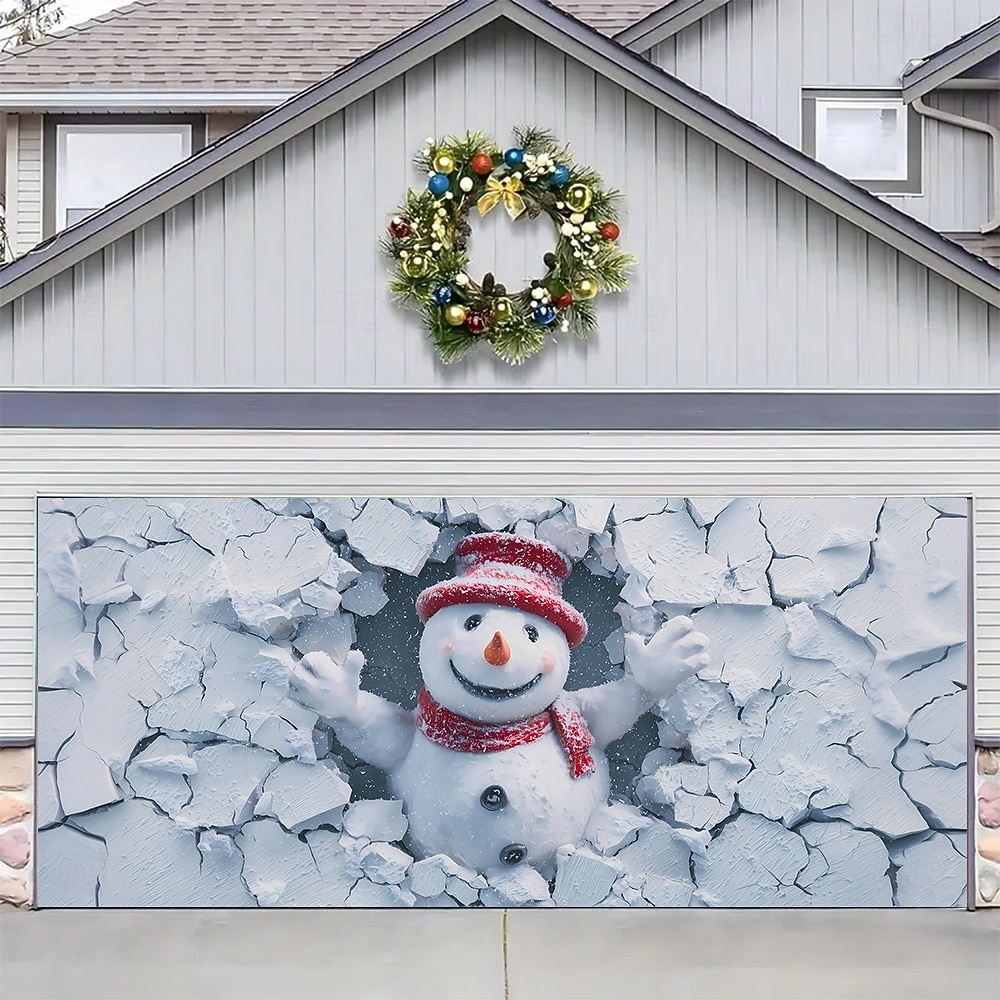 Новогодняя тематика гобелен Крышка гаражной двери Большое Подвесное Снеговик Симпатичные Стиль 3D Вечеринка На открытом воздухе Праздник Фоны для съемки Ярд (0,9 м) Домашний декор 2025 - $28.99 –P2
