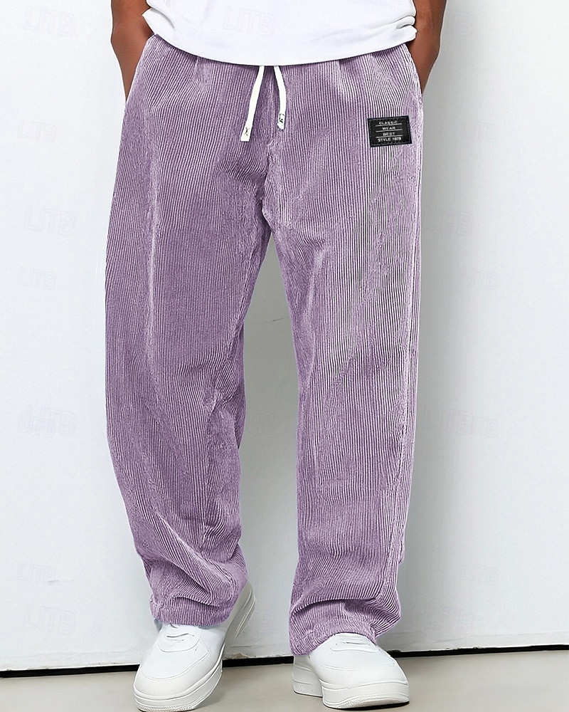 Férfi Melegítőnadrágok Nadrág Kordbársony Nadrág Zsinór Zseb Rugalmas derék Sima Mokaszinok Szabadtéri sport Napi Divat Alkalmi Medence Sötétbarna Mikroelasztikus 2026 - $26.99 –P8