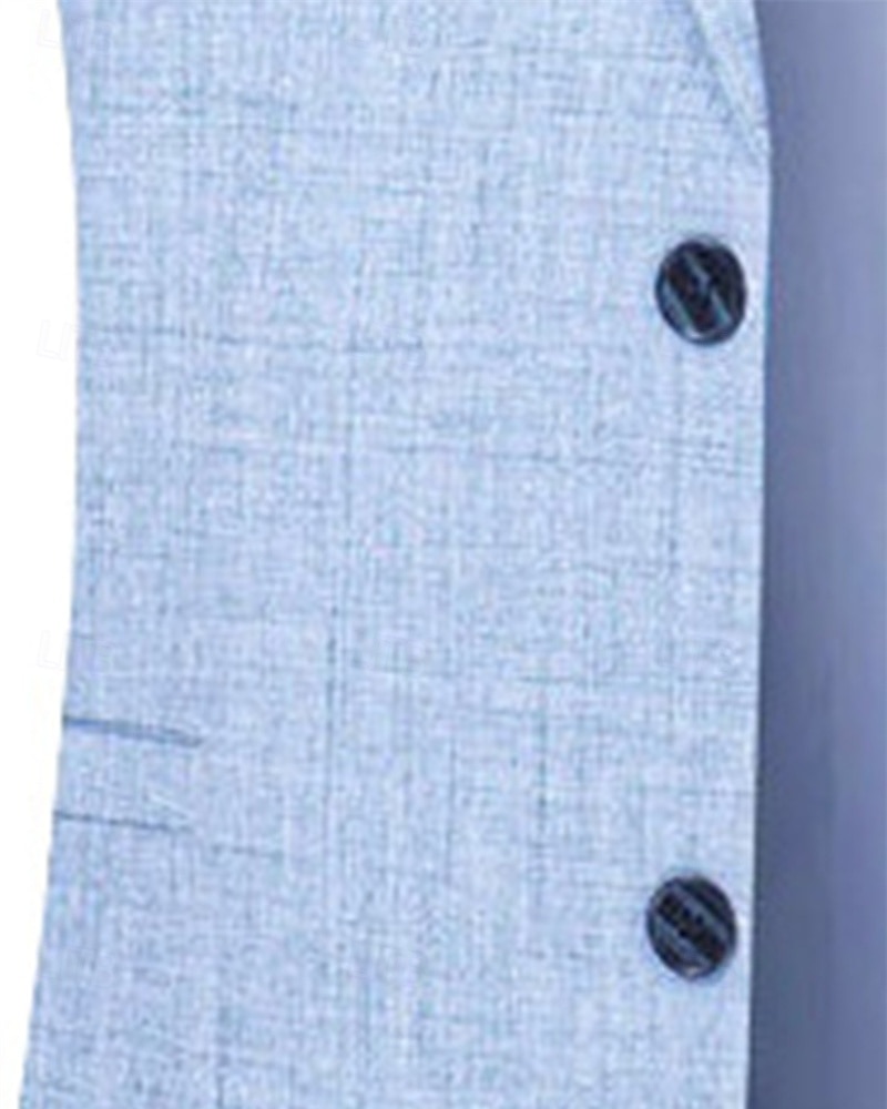 Homme Blazer Affaires Cocktail Fête de mariage Mode Occasionnel Printemps Automne Polyester Uni Avec Poches Boutons Confortable Simple Boutonnage veste Bleu Ciel Kaki Café de 2026 ? $43.99 –P4
