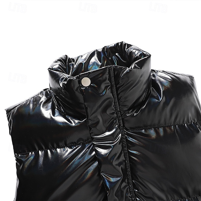 Per uomo Gilet imbottito Gilet Vacanza Quotidiano Data Moda Casual Autunno Inverno Tasca Poliestere Caldo Confortevole Tinta unica Cerniera Collo alla coreana Vestibilità regolare Nero Bianco Caffè del 2026 a $41.99 –P5