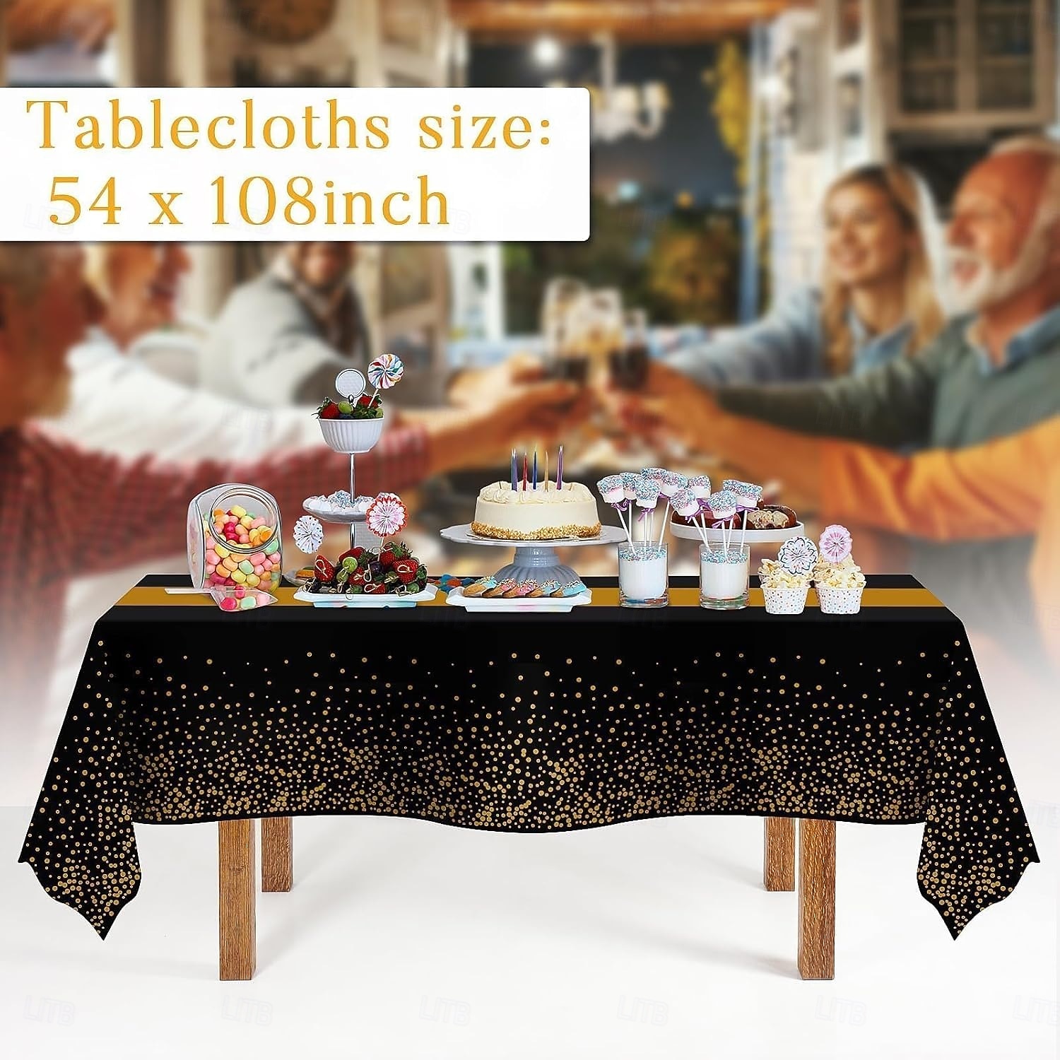 Décorations de fête du Nouvel An noires et dorées, ensemble de 3 nappes jetables en plastique épais pour anniversaire, dîner, dessert, pique-nique &décoration d'événements de 2025 ? $15.99 –P6