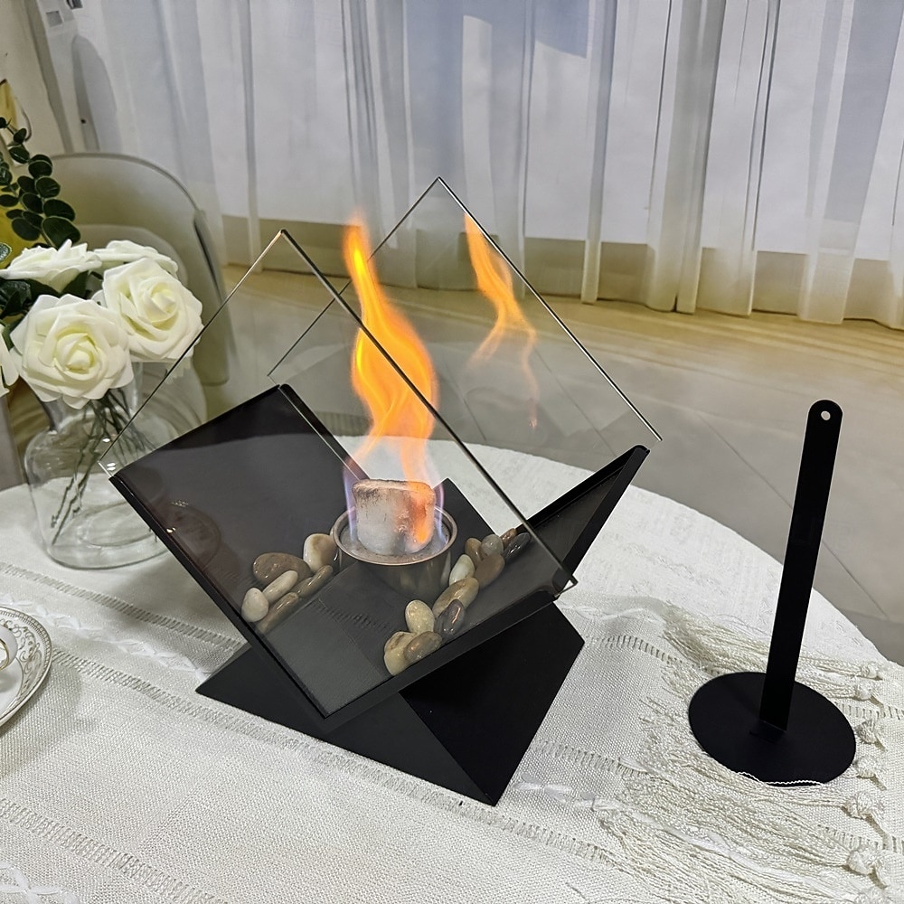 timanttimainen pöytälevyllä varustettu tulisija, kannettava pöytälevyllä varustettu takka, puhdas palaminen, bioetanolitakka, tuuletusaukoton takka sisä- ja ulkotiloihin, terasseille, juhliin ja 2026 - $92.99 –P15