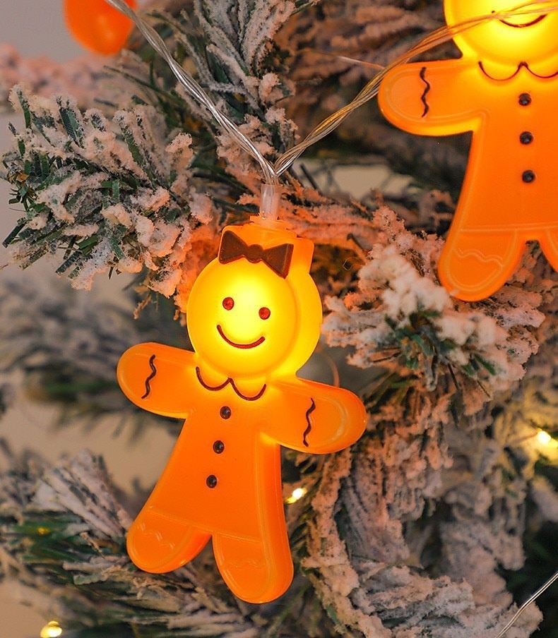 Jul pepparkaksgubbe pojke och flicka semester ljusslinga 6M-40Leds inomhus trappa vägg sovrum partyns atmosfärdekoration ljusprops AAA batteribox USB 2025 - $13.49 –P3