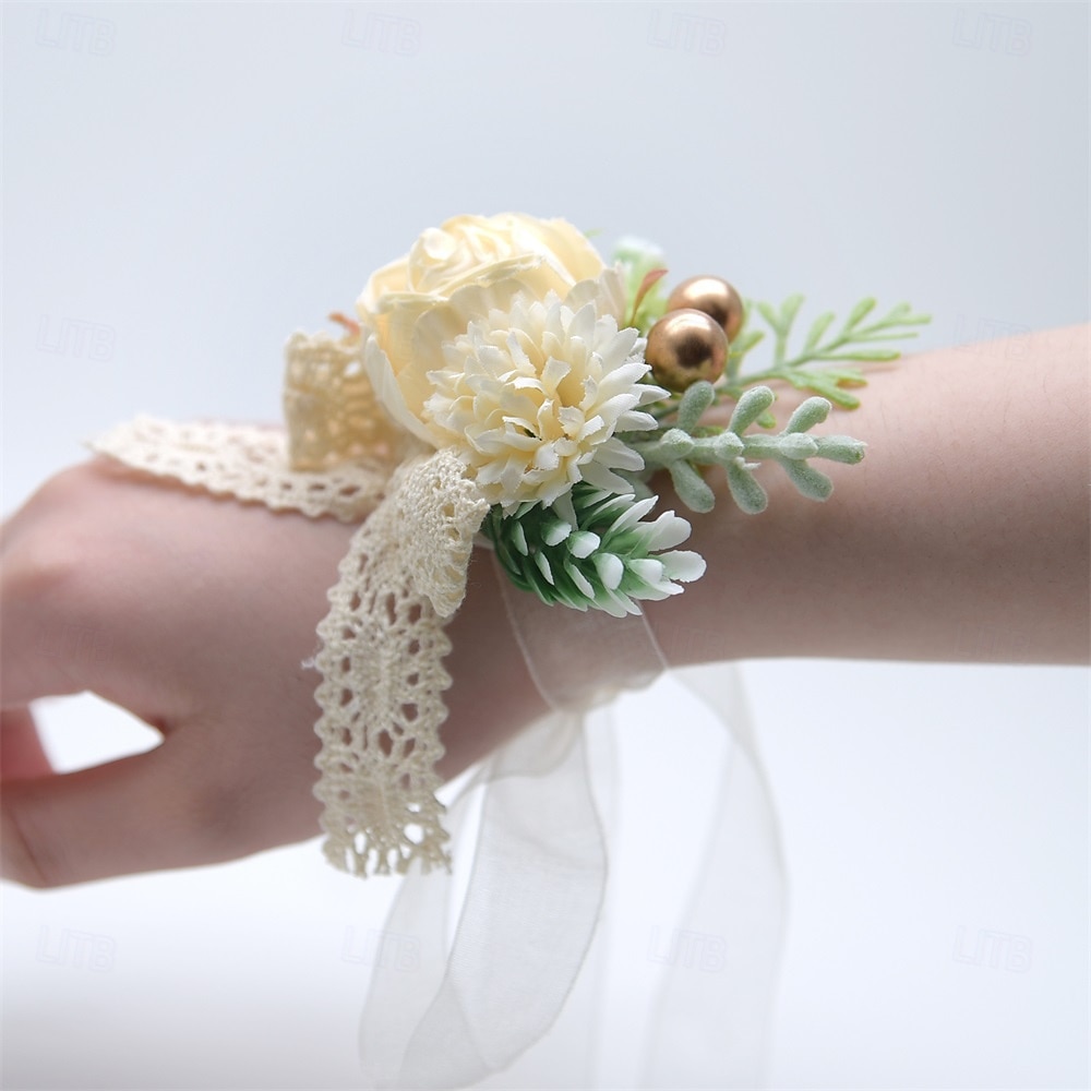 Bröllop handled blommor Handleds Corsage Bröllop / Fest Tyg Blomstil 2026 - $16.49 –P1