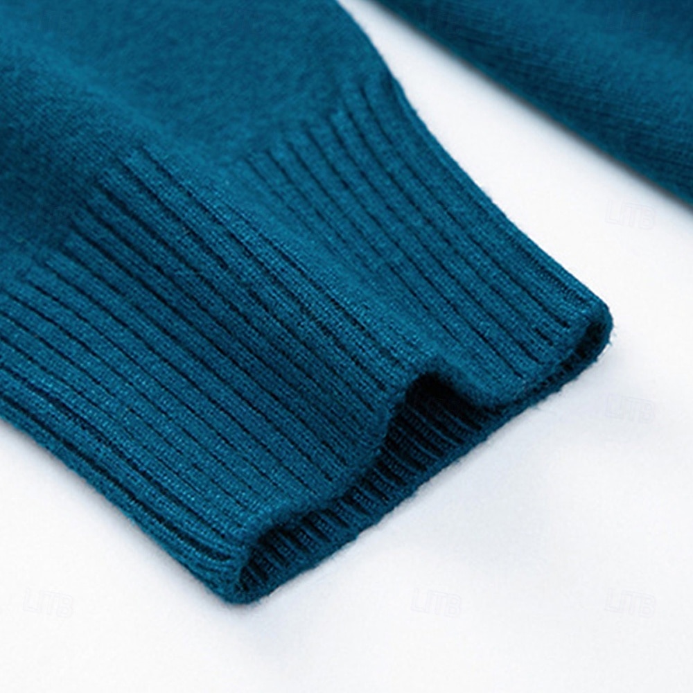 Herr Pullover tröja Stickad tröja Ribbad Sticka Vanliga toppar Stickat Slät Polokrage Mode Grundläggande Semester Dagliga kläder Kläder Höst Vinter Vin Svart S M L 2025 - $28.99 –P12