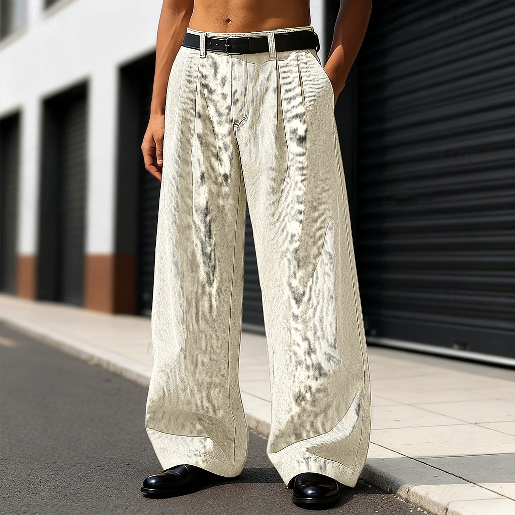 Men's Trousers Dress Pants Corduroy Pants Slacks Baggy Pants Front Pocket Plain Comfort Full Length Outdoor Home Party Vacation Fashion Loose Fit Black Khaki Inelastic 2026 - $25.99 –P4