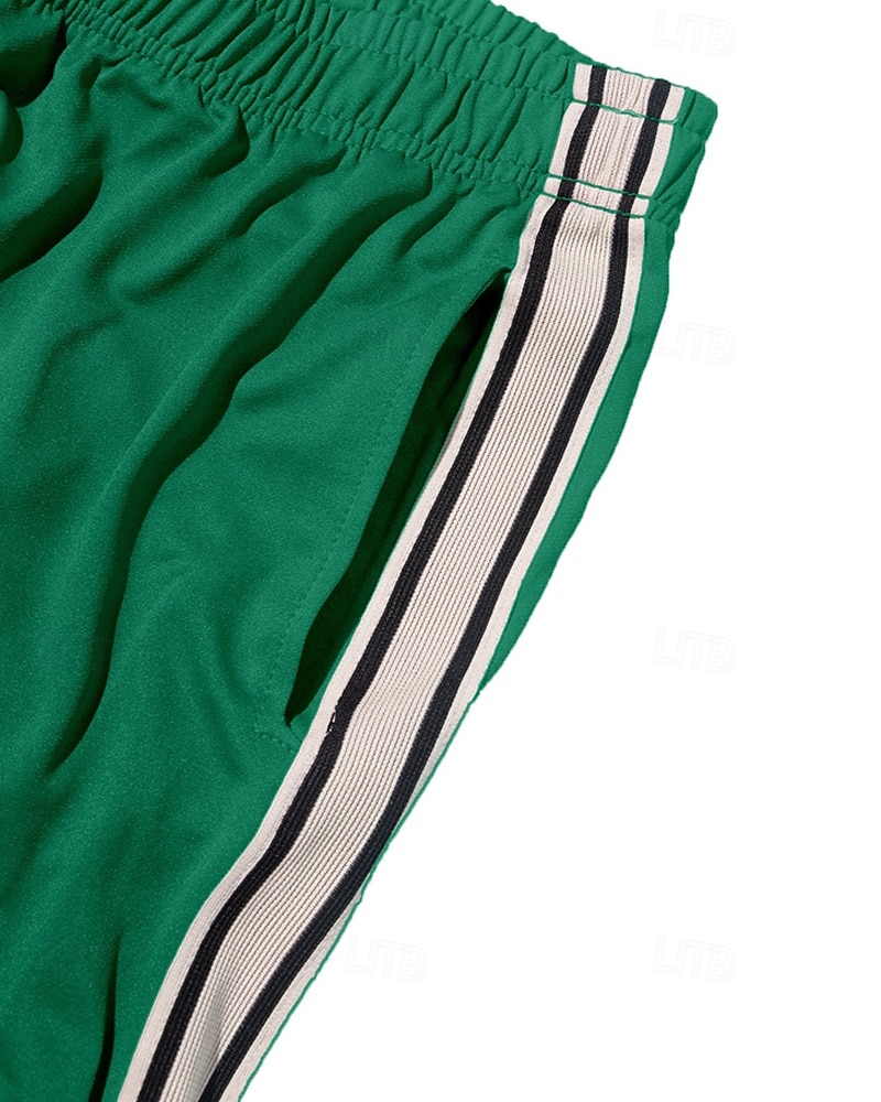 Hombre Pantalones de Deporte Pantalones Pantalones deportivos de pierna recta Correa Bolsillo Cintura elástica Bloque de color A Rayas Comodidad Diario Deporte Moda Casual Vino Verde Ejército 2026 - $20.99 –P11