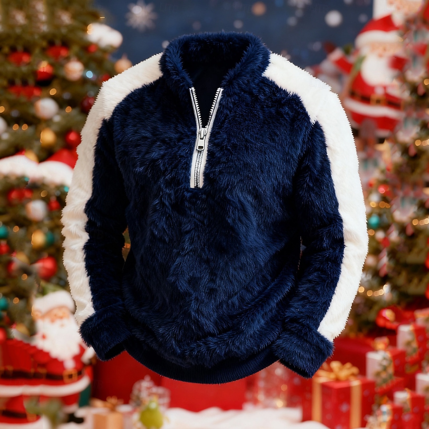 Per uomo Maglia Felpa in pile Felpa con zip corta Nero Rosa Rosso Blu Marrone Colletto Mao Semplice Patchwork Blocco di colore Sport & Outdoor Casuale Quotidiano Natale Streetwear Cool Inverno del 2026 a $28.99 –P7