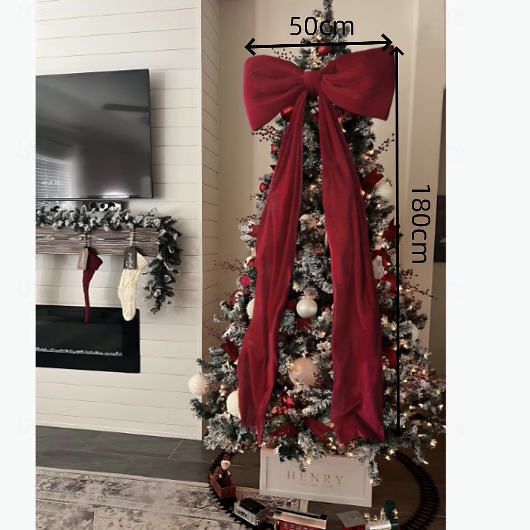 Lazos grandes de 1,8 m para árbol de Navidad, lazo grande de terciopelo rojo y blanco para adorno de árbol, repisa de ventana, repisa de pared, decoración de interiores, hogar, habitación, fiesta, San Valentín, Navidad. 2026 - $39.99 –P7