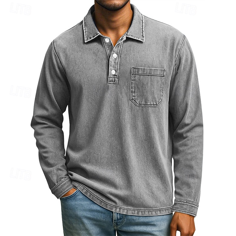 Ανδρικά Πουκάμισο γκολφ Μπλουζάκια Golf Polos Causal Δουλειά Πέτο Μακρυμάνικο Βασικό Μοντέρνα Σκέτο Τσέπη Κουμπιά Άνοιξη Φθινόπωρο Κανονικό Βαθύ πράσινο Σκούρο μπλε Καφέ Πουκάμισο γκολφ 2026 - HUF 7410 –P4