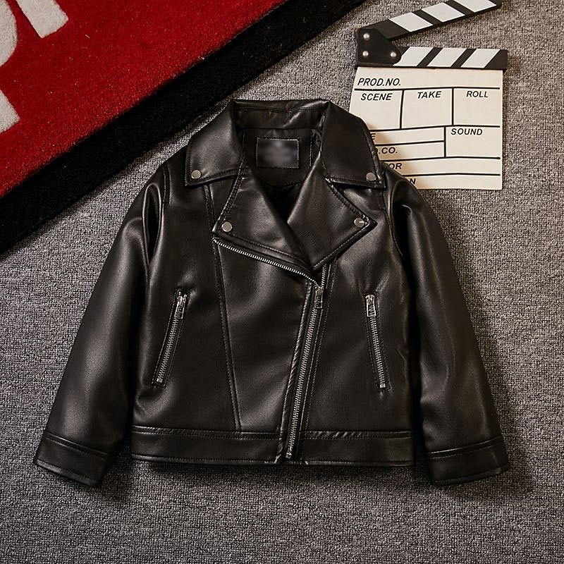 Bambini Ragazzi Giacca in pelle nera Giacca di pelle Capispalla Semplice Manica Lunga Con zip Impermeabile Antivento Cappotto Quotidiano Moda Casual Nero Primavera Autunno 4-12 Anni del 2026 a $28.99 –P1