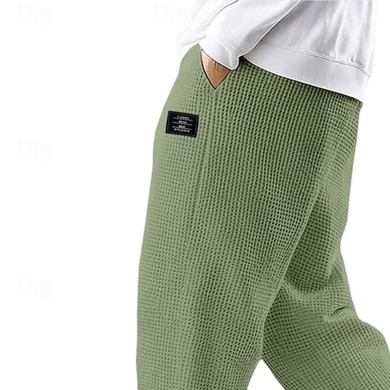 Męskie Gofrowana Spodnie dresowe Biegacze Spodnie Spodnie codzienne Ściągana na sznurek Elastyczny mankiet Jednokolorowe Komfort Pełna długość Na zewnątrz Codzienny Streetwear Moda Szykowne i 2025 - $21.99 –P3