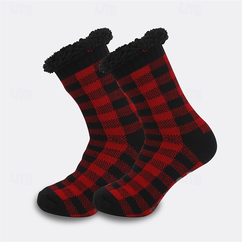 Herren 1 Paar Socken Socken mit Sherpa-Futter Freizeitsocken Wintersocken Schwarz Weiß Farbe Geometrisch Tarnung Urlaub Täglich Basic Warm Winter Mode Ethnisch 2026 - $8.49 –P2