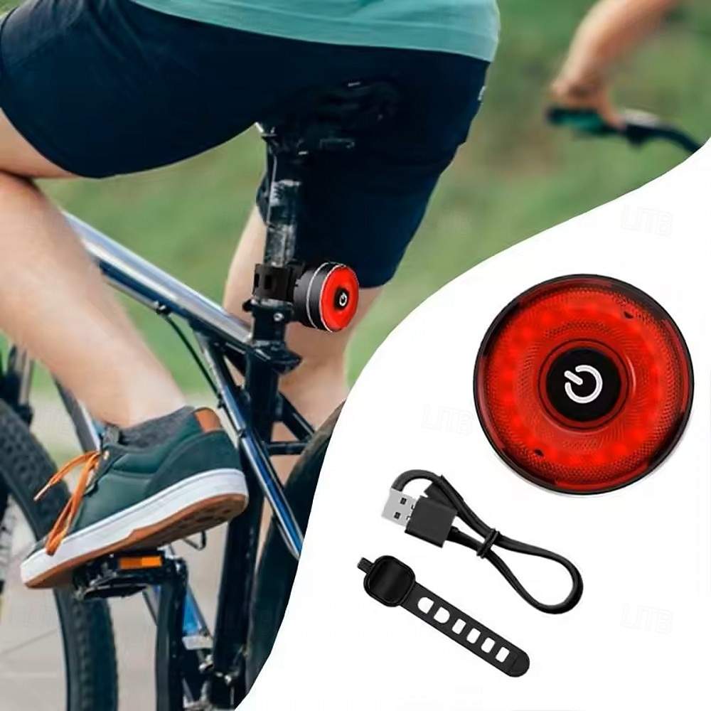 USB-uppladdningsbart cykelbakljus automatisk sensor bakljus cykelutrustning cykeltillbehör vattentät bromsvarning racercykeltillbehör 2026 - $28.99 –P2